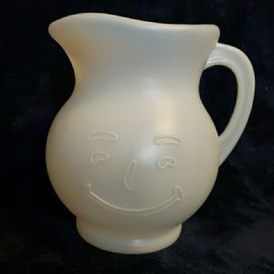 Smiling Face Milk Glass Pitcher - Frosted White
